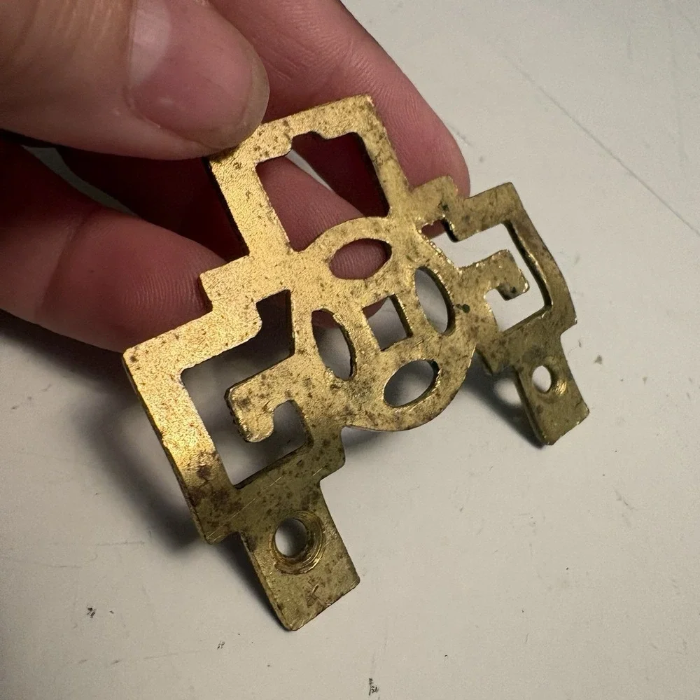 Two Vintage Asian Brass Picture Hangers Chinoiserie Hardware Made in Hong Kong